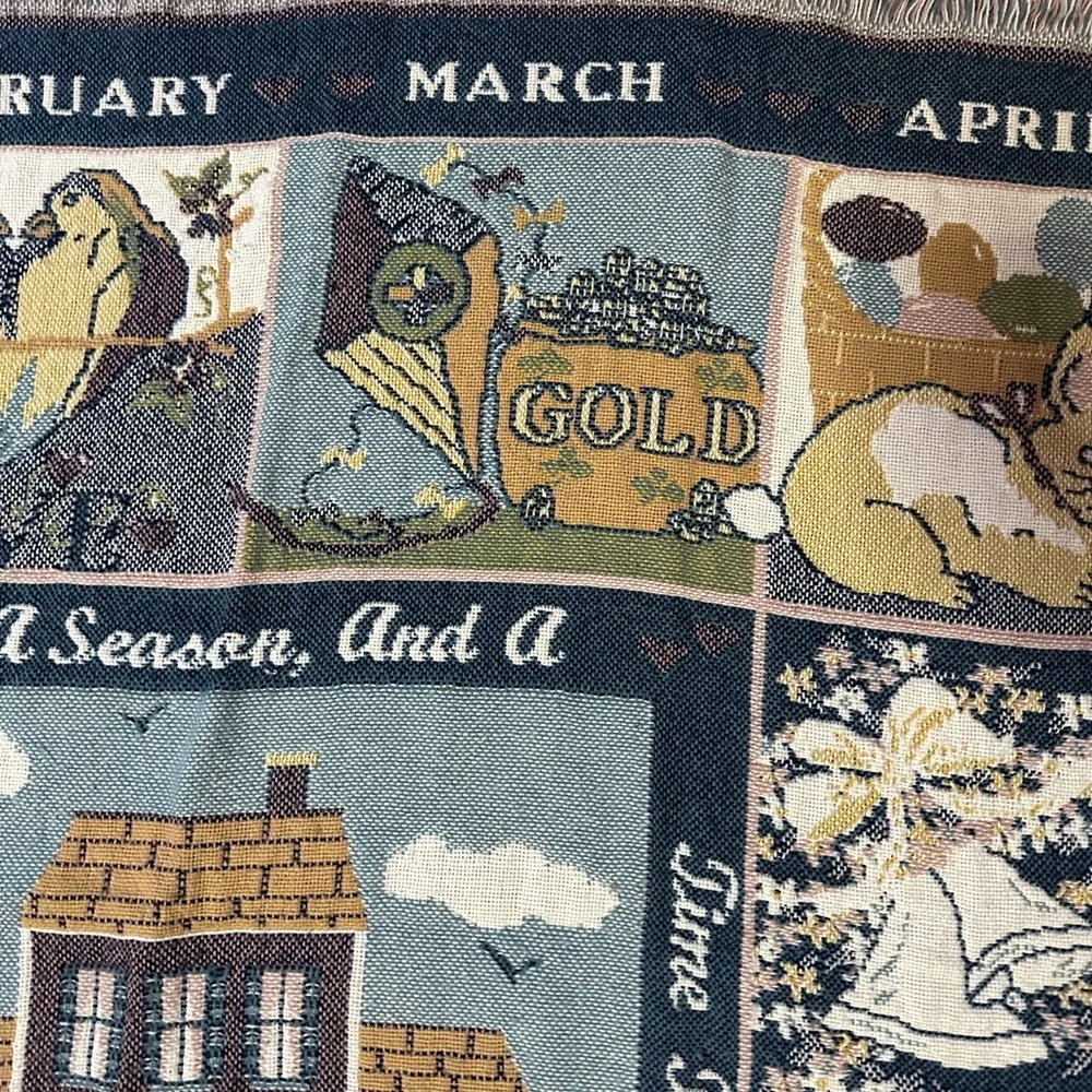 Seasonal Vintage Home Interior l Holiday Tapestry Blanket